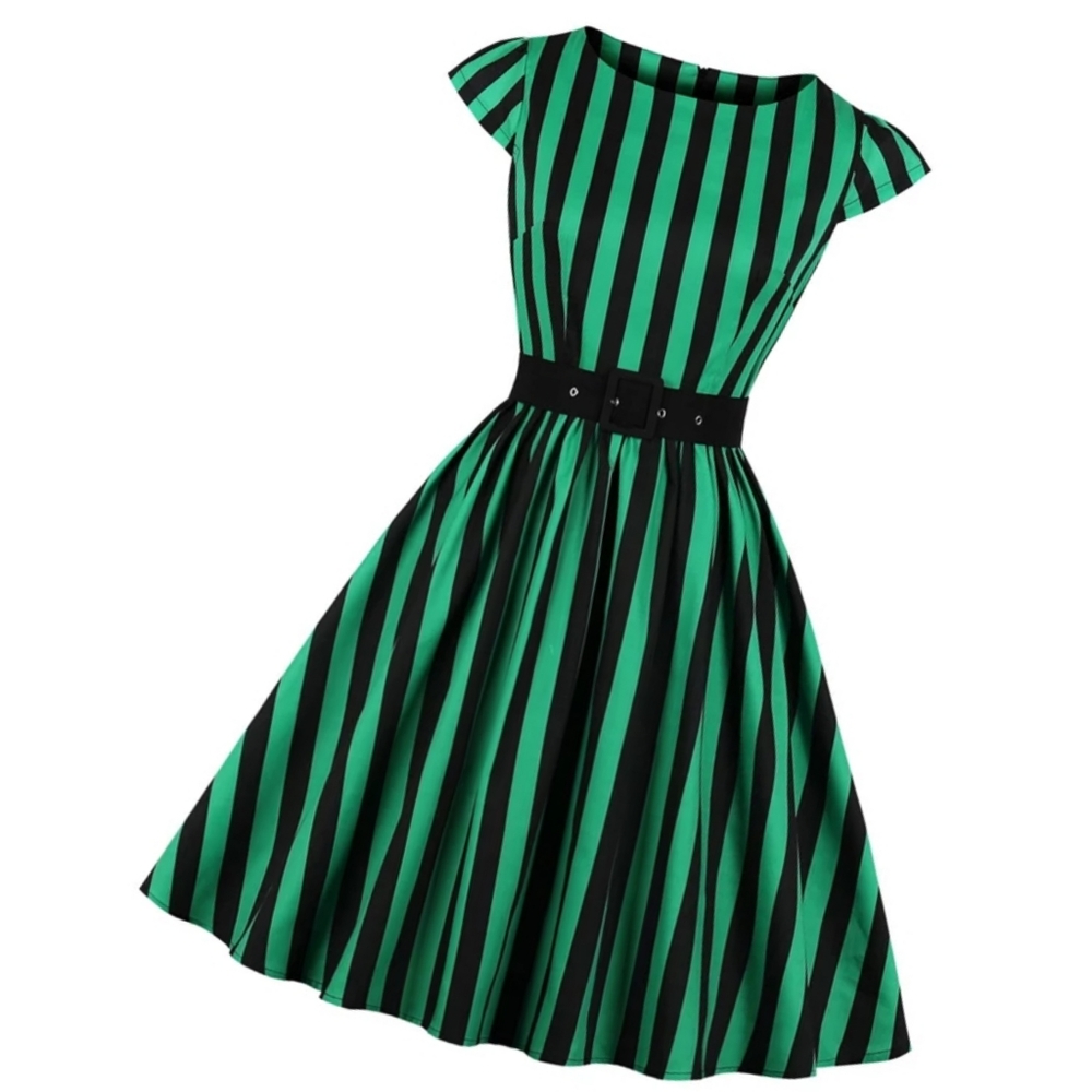 Plus Size Stripe Pin Up Swing Dress